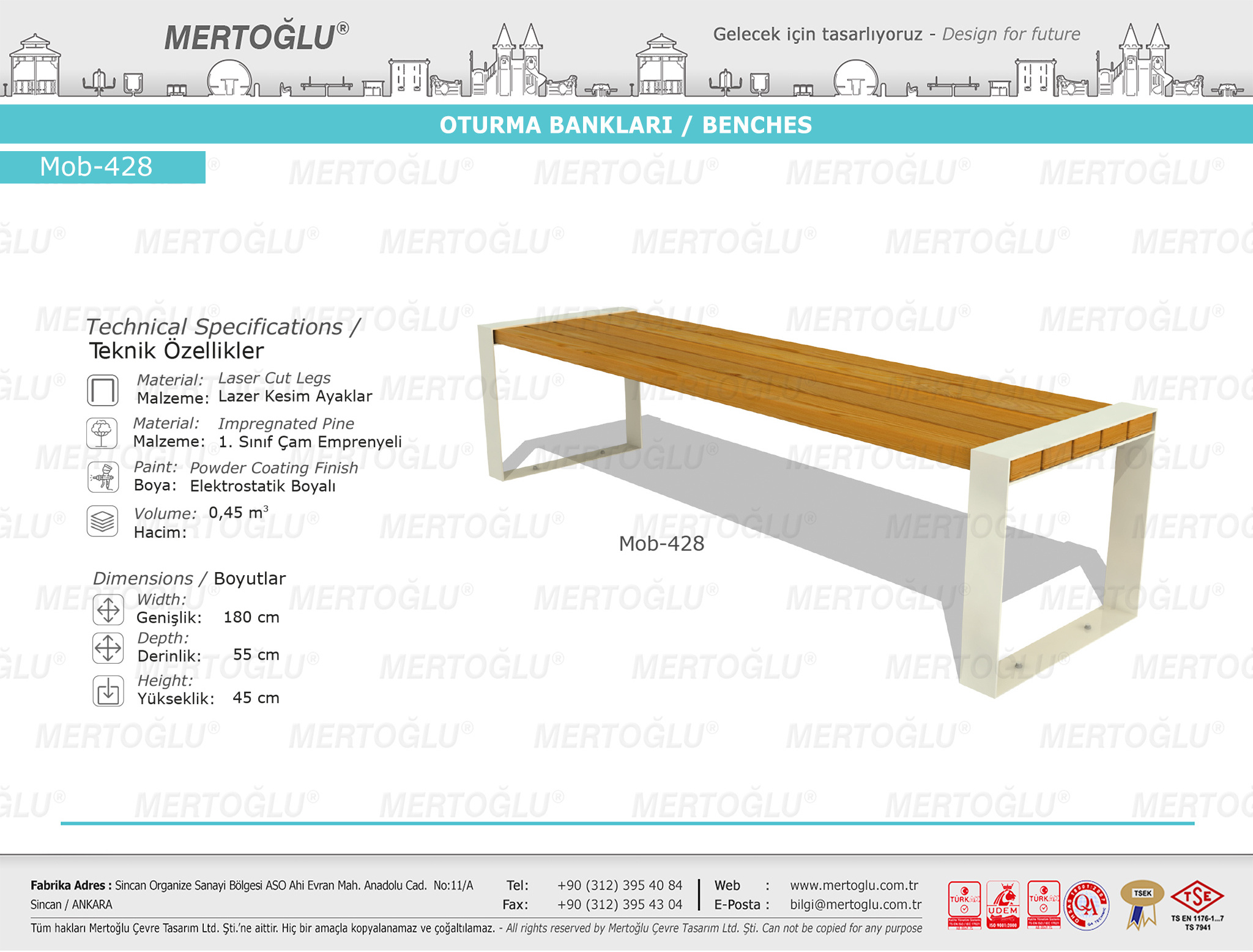 Mob-428 Metal Wooden Modern Bench Hot Sale Outdoor Popular High Best quality Custom Logo cheap Price  bench