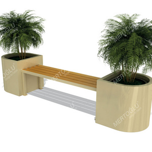 Mob-483 Metal Wooden Bench With Planter Hot Sale Outdoor Popular High Best quality Custom Logo cheap Price