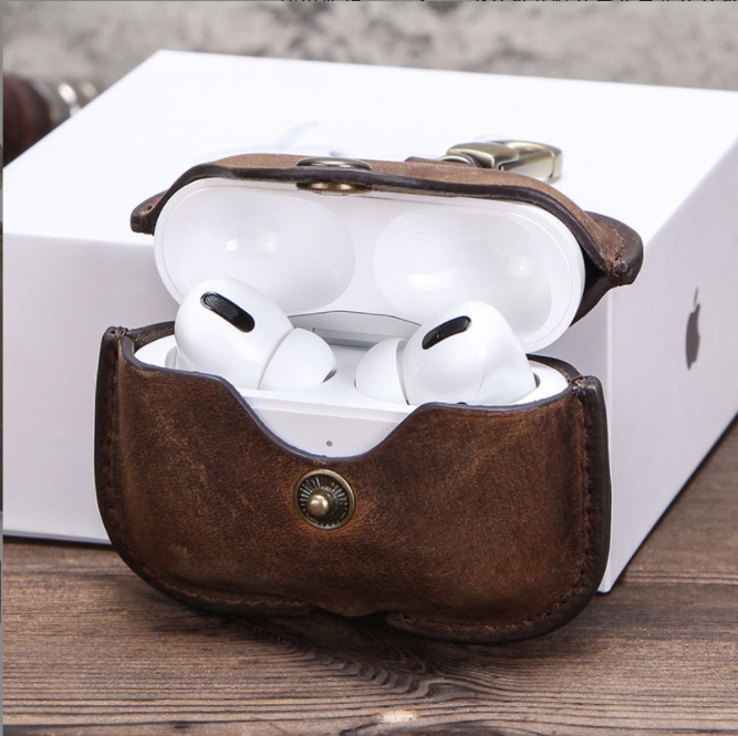 2022 New Products Crazy Horse Cowhide Leather Case For Airpods Pro 2 Cover Cases Wireless Charger Case for Airpods Pro 2