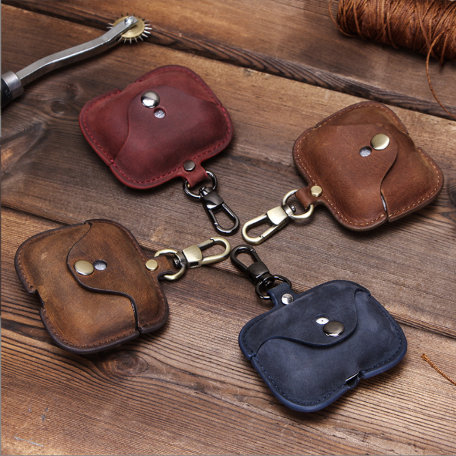 2022 New Products Crazy Horse Cowhide Leather Case For Airpods Pro 2 Cover Cases Wireless Charger Case for Airpods Pro 2