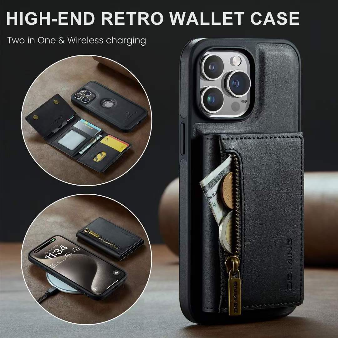 new M5 series Separate the phone case for iPhone15ProMax stand Clamshell cell phone holster Magnetic card pack phone case