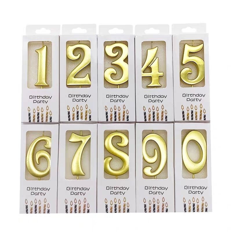 Popular Golden Colors Design Numbers 0 to 9 Birthday Pary Cake Candles