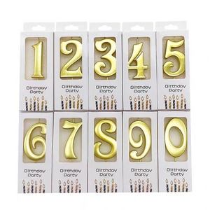 Popular Golden Colors Design Numbers 0 to 9 Birthday Pary Cake Candles