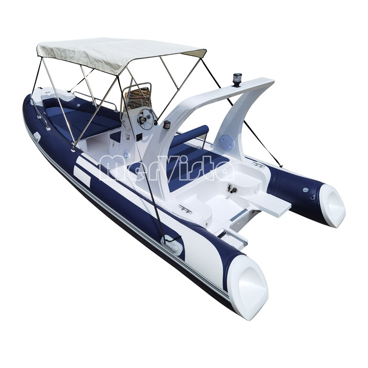 20 ft 6.0m Luxury hypalon fiberglass semi-rigid rib 600 inflatable boat with water tank shower system