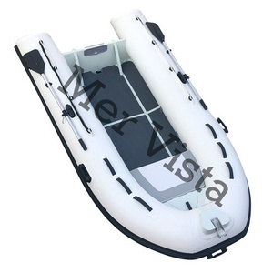 white hypalon 12ft aluminum hull rib boat with mini console pilot seat