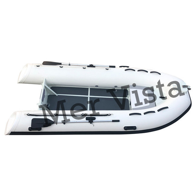 white hypalon 12ft aluminum hull rib boat with mini console pilot seat