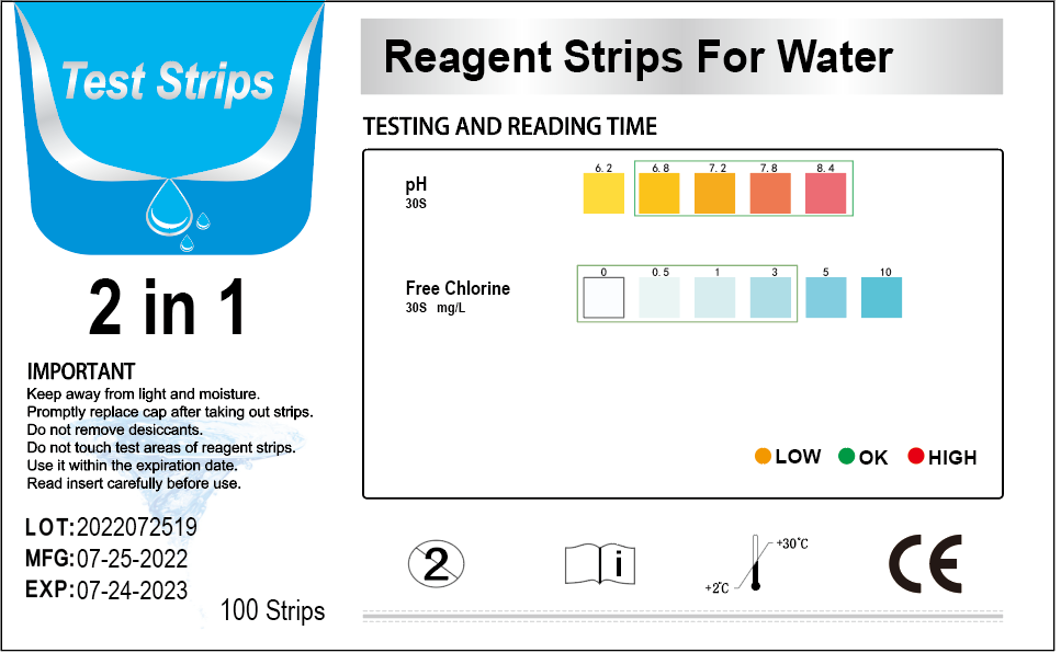 2 In 1 Water Test Paper Free Chlorine Ph Water Test Kits Strips For Swimming Pool