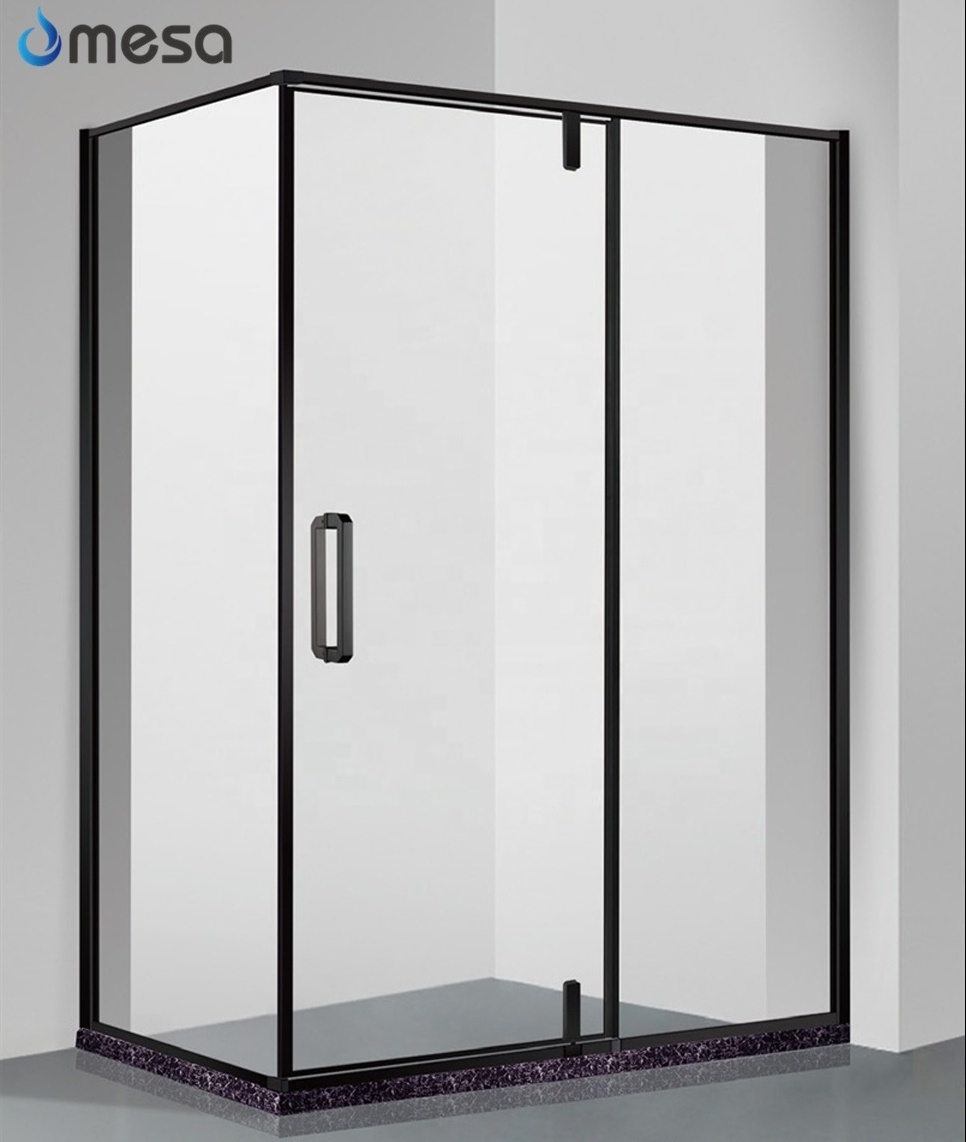 2019 new black painted stainless steel pivot swing shower doors simple shower screen cabins