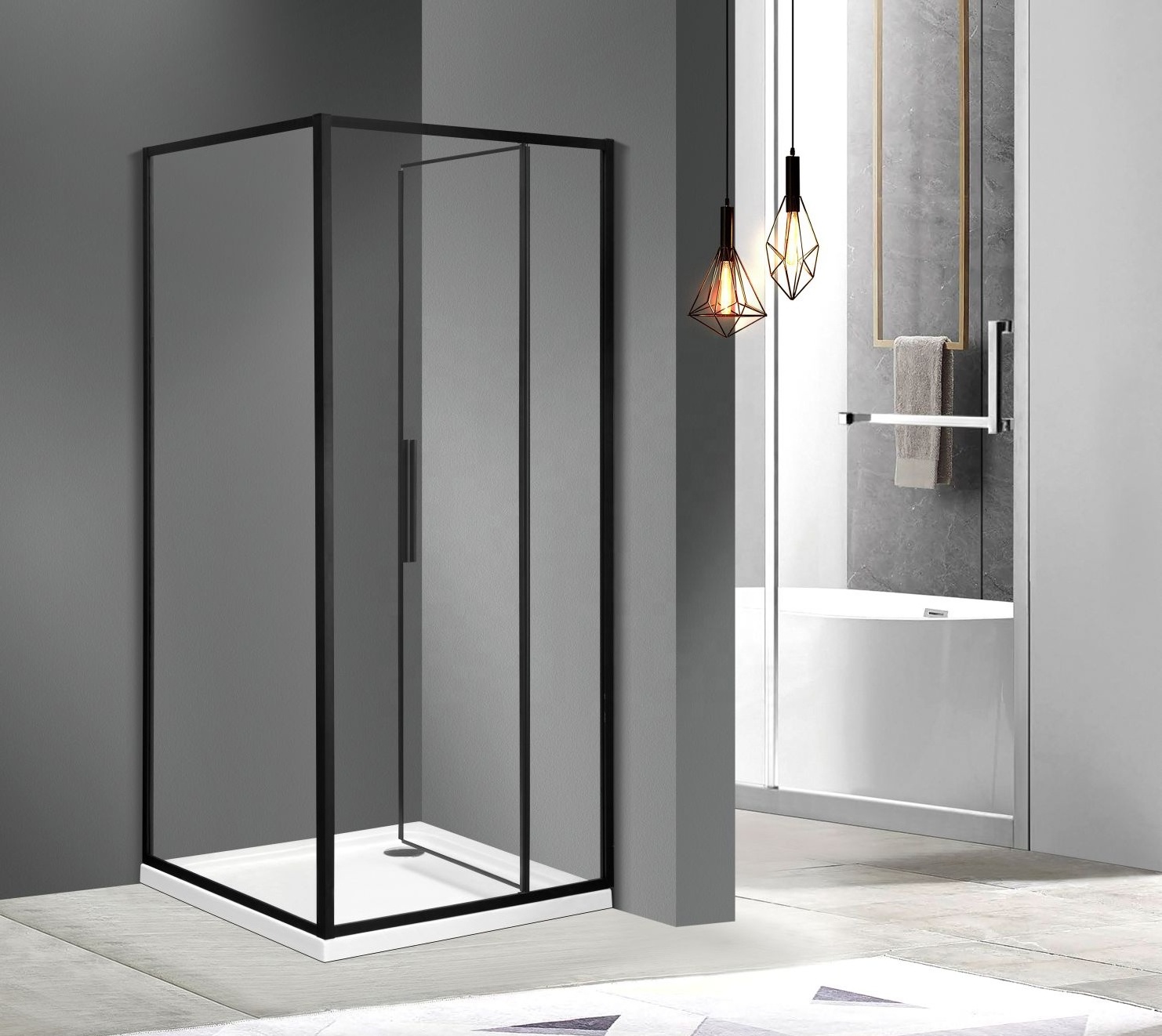 Wet room low cost discount wall to wall hinged pivot glass shower cubicle door 100x100