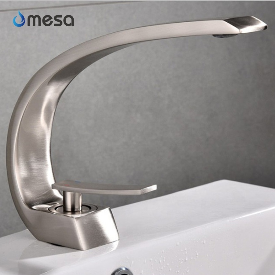 C bend hot and cold Shower set bathroom Basin Wire drawing Water tap faucet