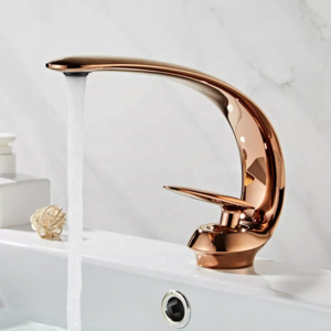 Vintage rose golden moon shaped single cold wash basin faucet brass bathroom kitchen basin faucet