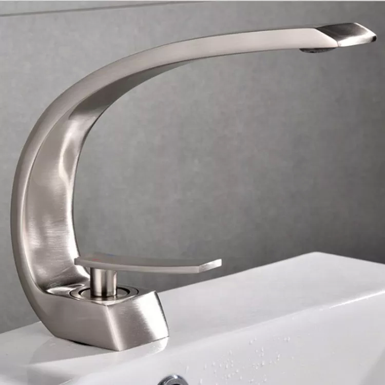 Vintage rose golden moon shaped single cold wash basin faucet brass bathroom kitchen basin faucet