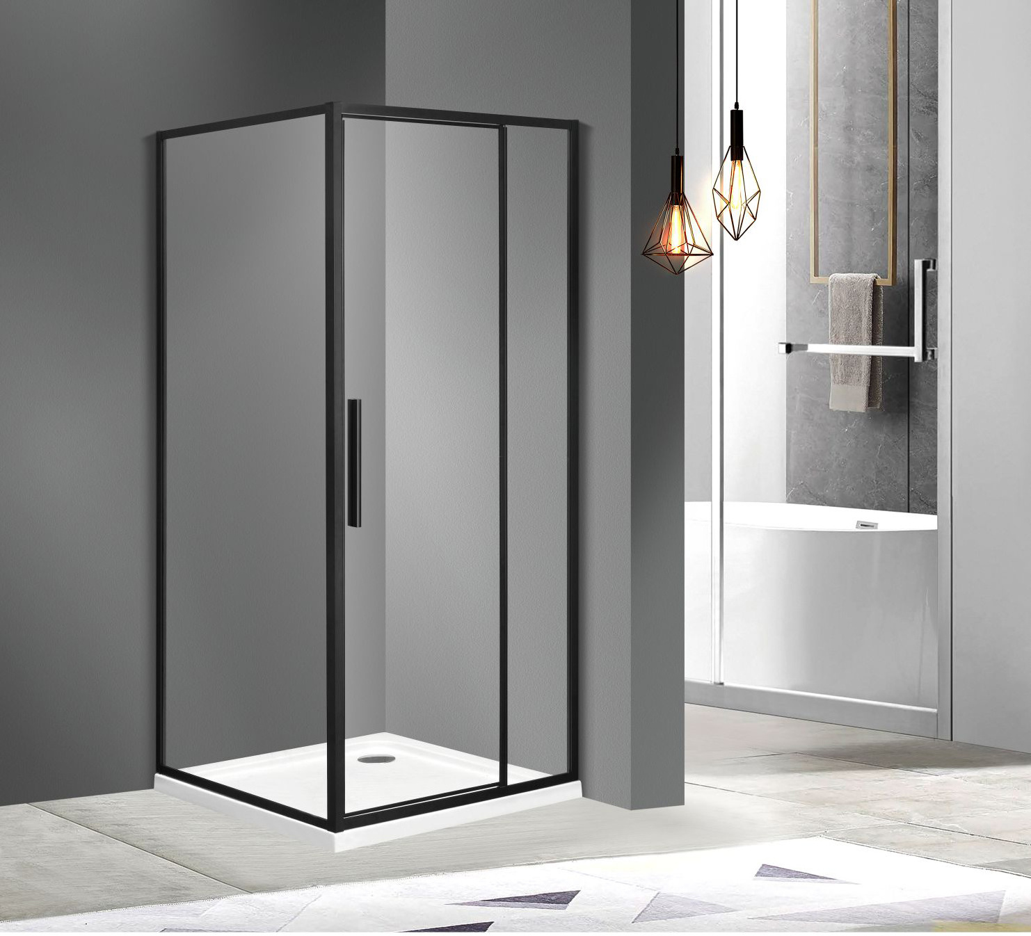 Wet room low cost discount wall to wall hinged pivot glass shower cubicle door 100x100