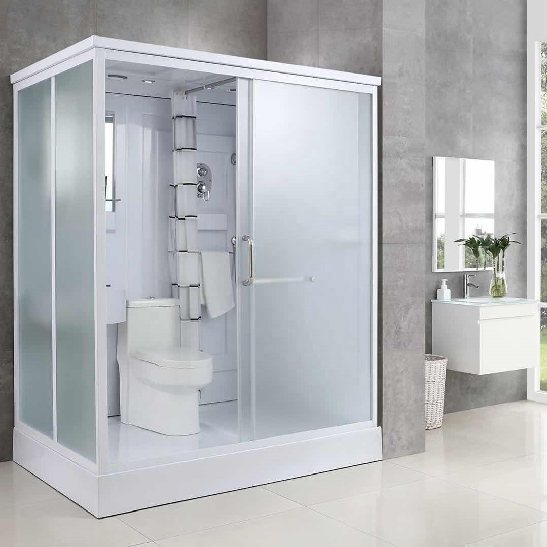 White ABS toilet shower cabin sink combo prefab bathroom unit