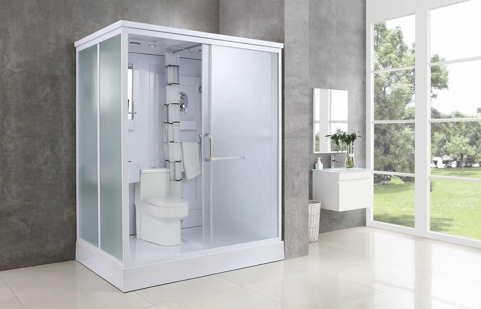 White ABS toilet shower cabin sink combo prefab bathroom unit