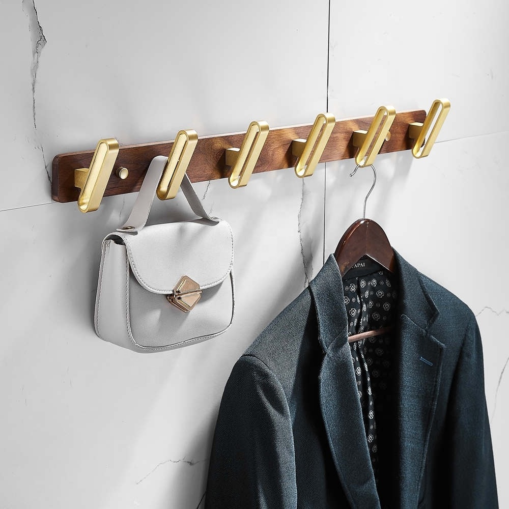 Luxury cloths hanging wood mounted coat hat robe rack hook for entryway wall