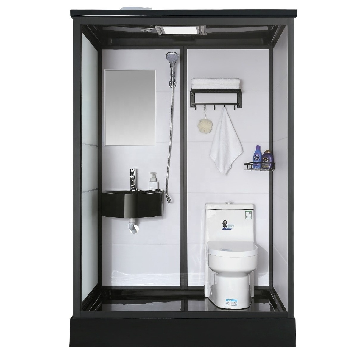 Portable complete modular plastic bathroom unit sets shower and toilet combos