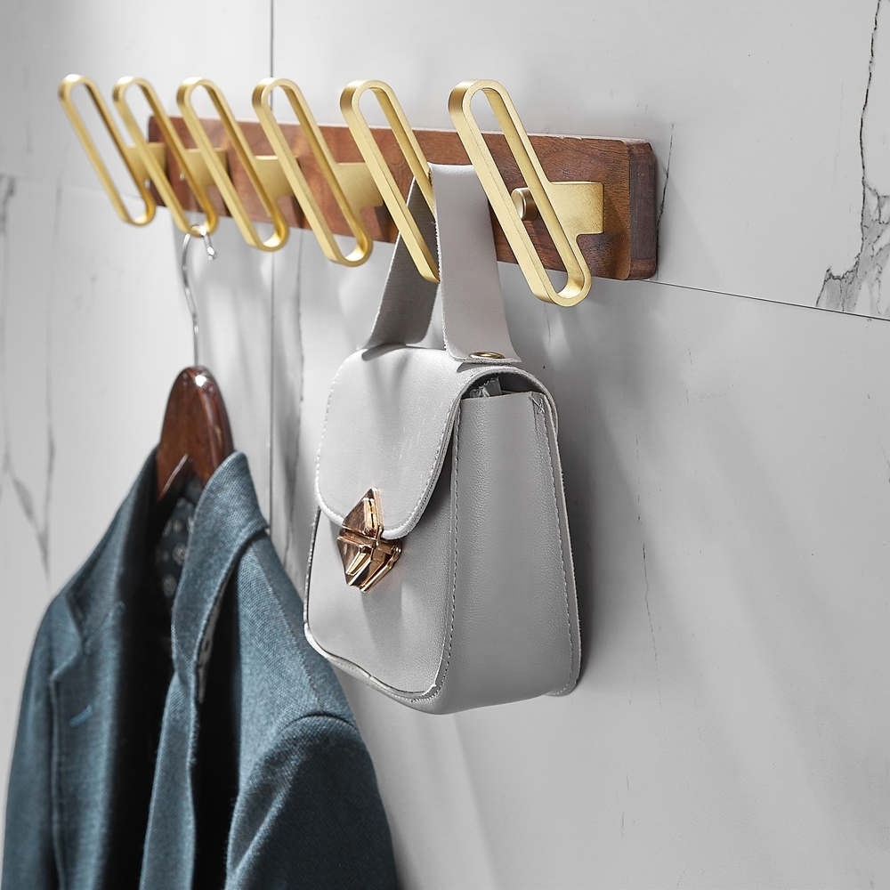 Luxury cloths hanging wood mounted coat hat robe rack hook for entryway wall