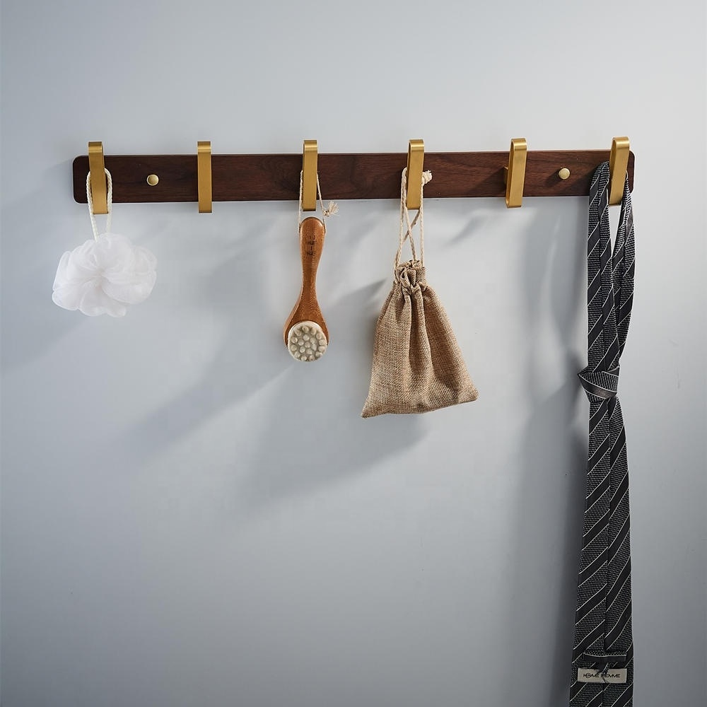 Luxury cloths hanging wood mounted coat hat robe rack hook for entryway wall