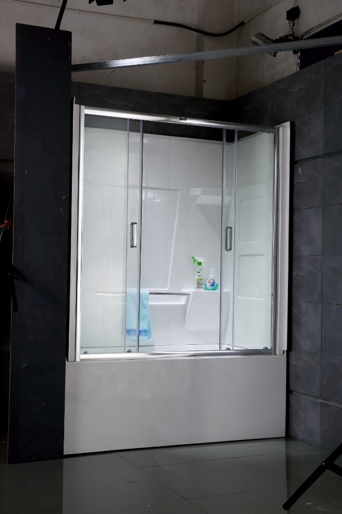 New acrylic bathtub and wall shower stall surround corner tub combo