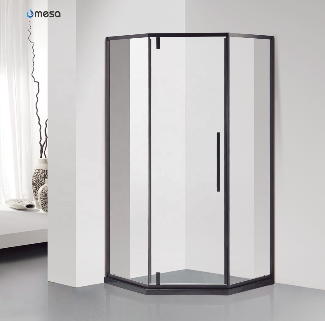 2019 new black painted stainless steel pivot swing shower doors simple shower screen cabins