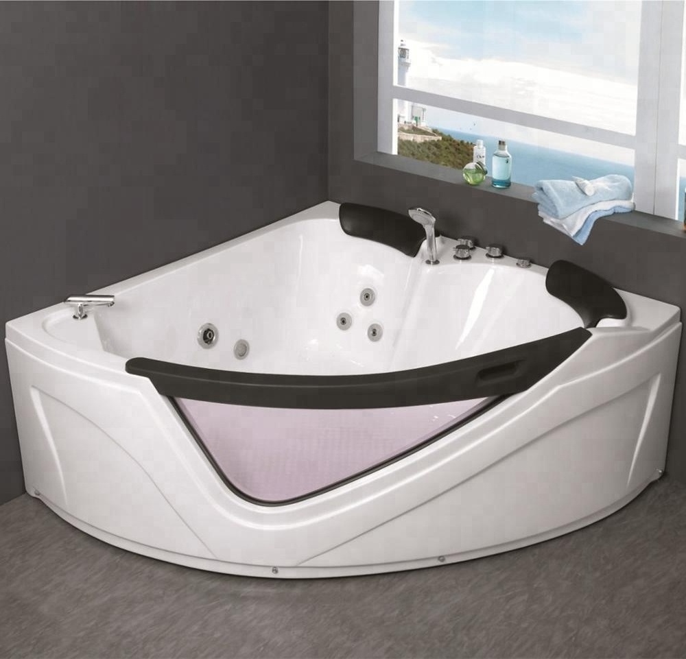 Luxurious 2 Person Heart Shaped ABS Glass Triangle Indoor Japanese Hot Whirlpool Bath Tubs Bathtubs with Spa for Sale