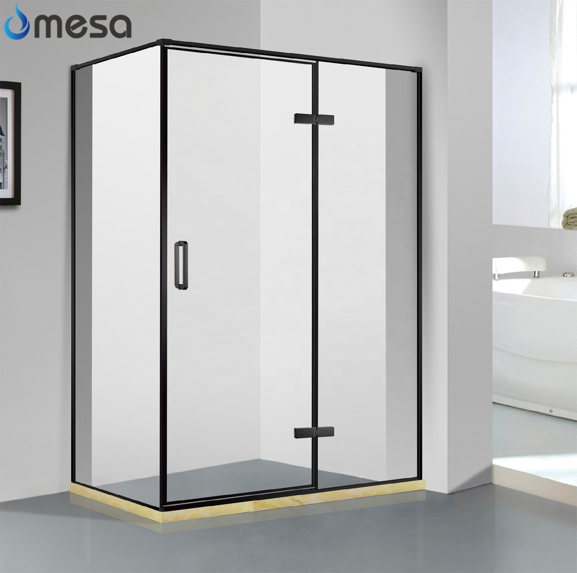 2019 new black painted stainless steel pivot swing shower doors simple shower screen cabins