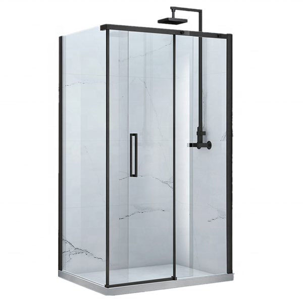 2019 new black painted stainless steel pivot swing shower doors simple shower screen cabins