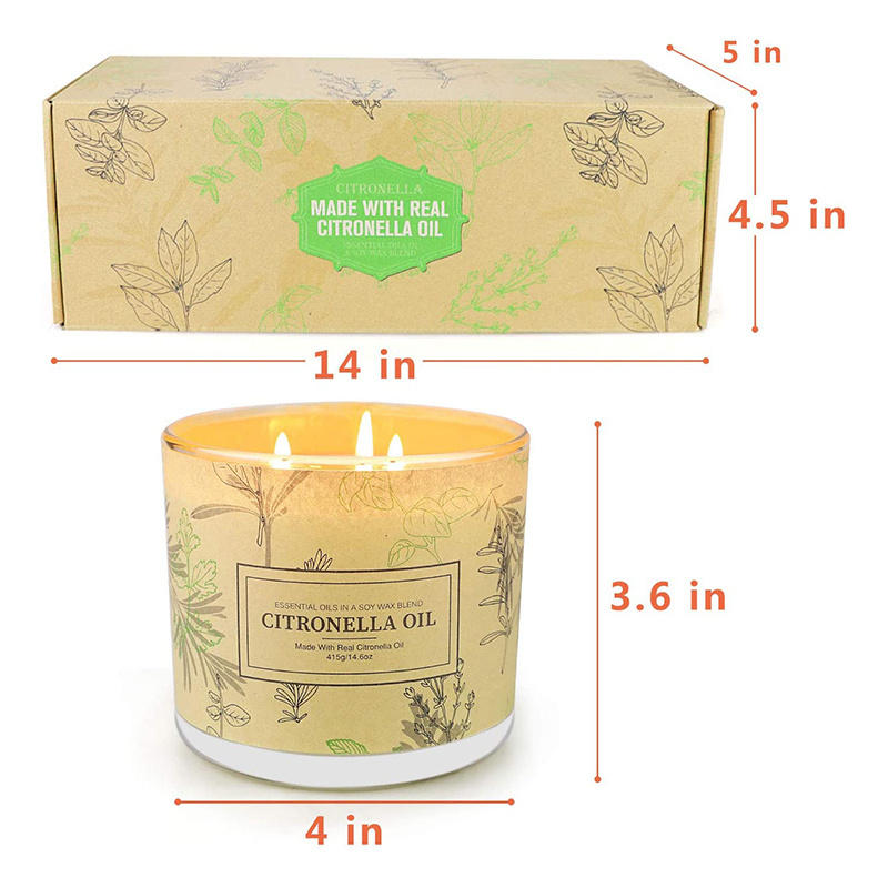 Long Lasting 3 Wick Jar Scented Aromatherapy Citronella Oil Candles Sets for Home Garden Patio Balcony