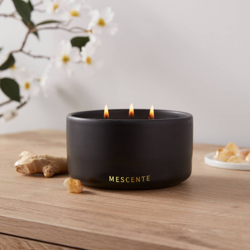 M&scent luxury private label large 3 wicks vessels aromatherapy fragrance oil candle with lid