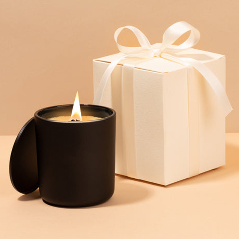 Mescente luxury natural wood wick apple cinnamon scented candles gift set, personalised candle