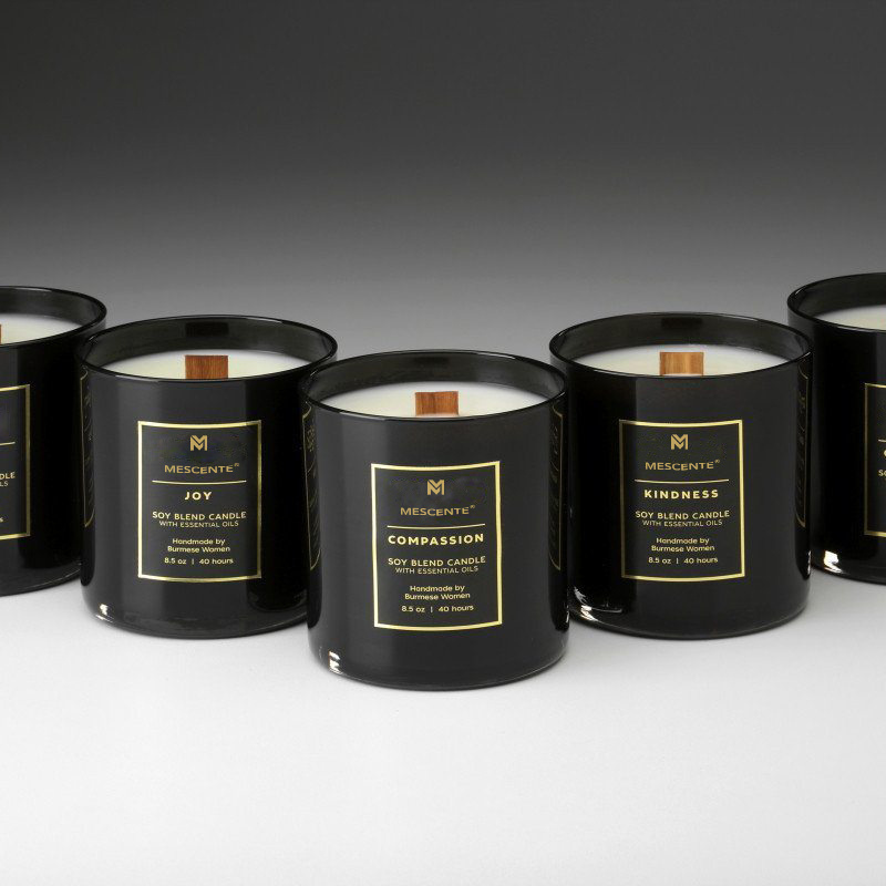 M&Scent large bulk black wood wicks cherry scented soy wax candles, coconut wooden wick  candle