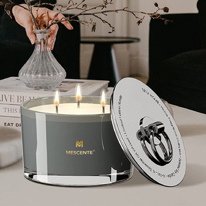 Mescente wholesale top selling hand made private label 3 wick scented wax wedding favors candles with packaging