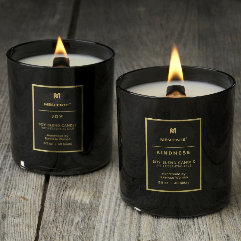 M&Scent large bulk black wood wicks cherry scented soy wax candles, coconut wooden wick  candle