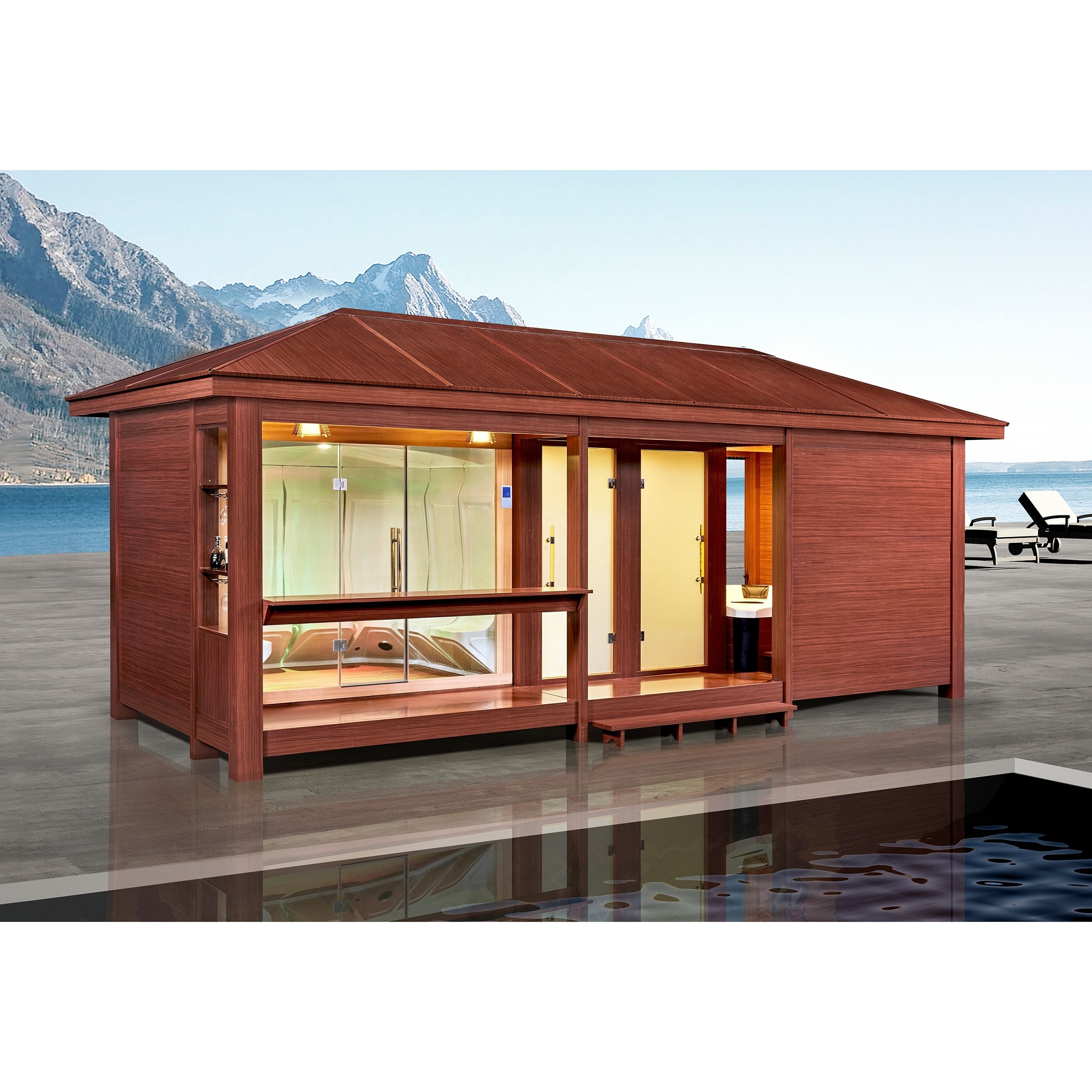 MEXDA Outdoor Wet Steam Shower Gazebo Pavilion 8 Person Garden Sauna House WS-LT13