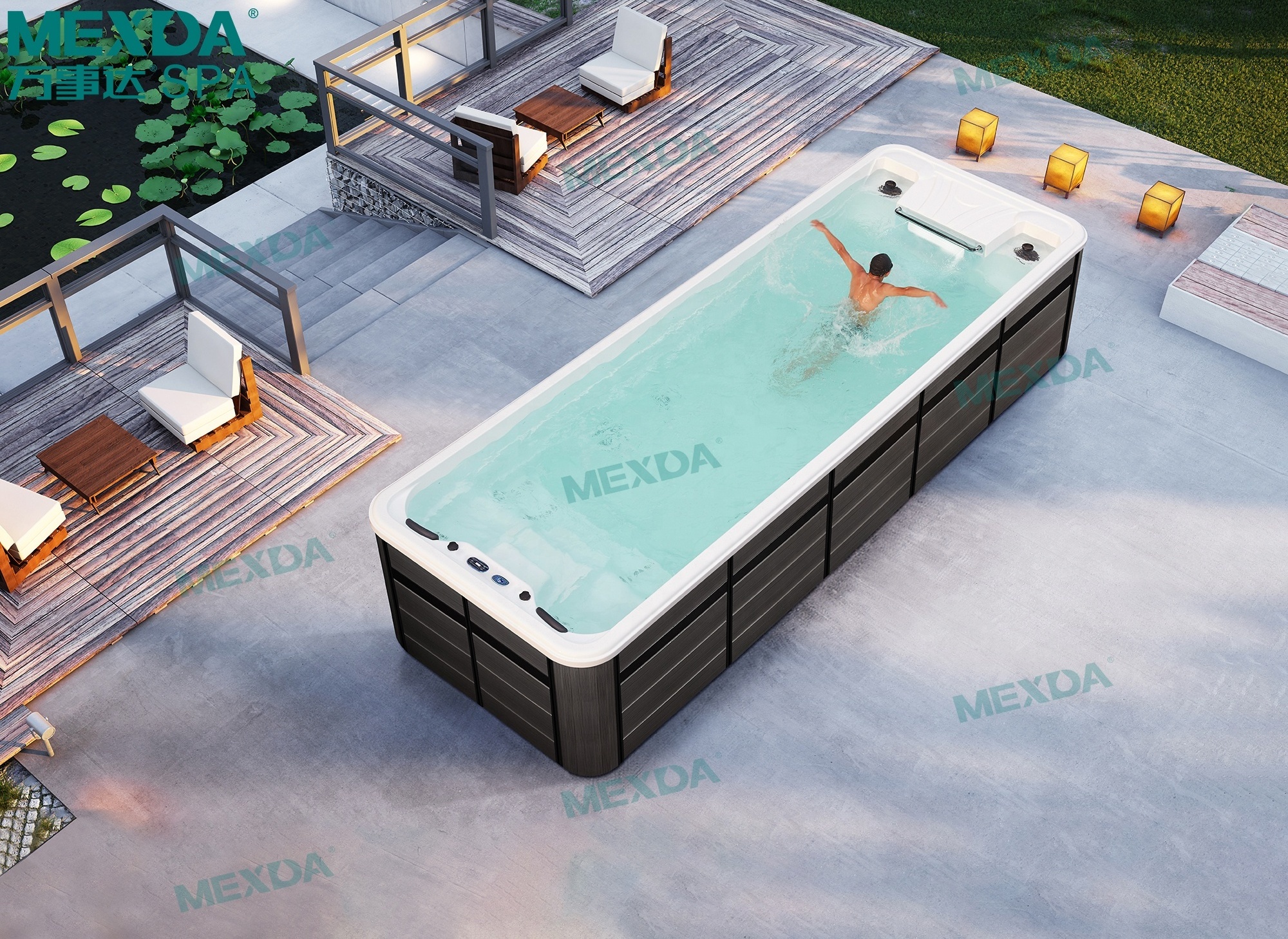 MEXDA 7 Meter Family Garden Large Endless Pools Outdoor Swim Spa Pools Luxurious Swimming Pool WS-S07B-T