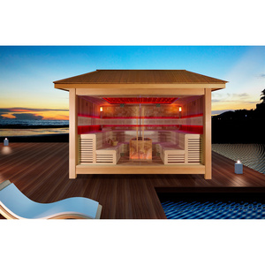 MEXDA Red Cedar Wooden 6-10 Person Outdoor Sauna Room Luxury Garden Pavilion Gazebo WS-LT1400