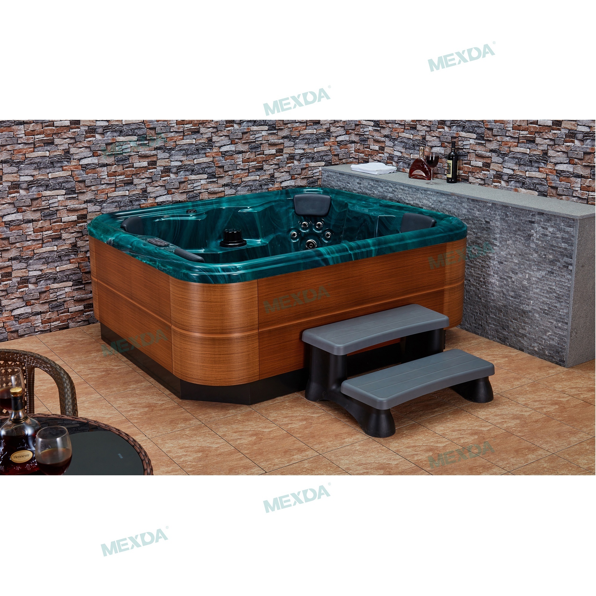 MEXDA Hotel Garden Freestanding Whirlpool Hydro Massage Spa 4 Person Hot Tub Outdoor Bathtub WS-094S