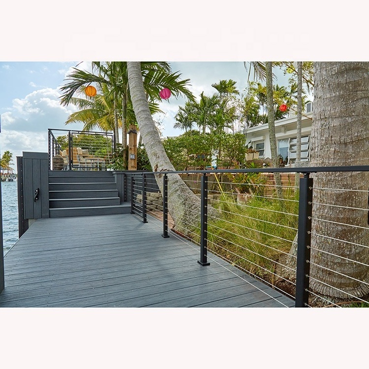 Composite Decking with Stainless Steel Cable Railing Black Cable Railing System