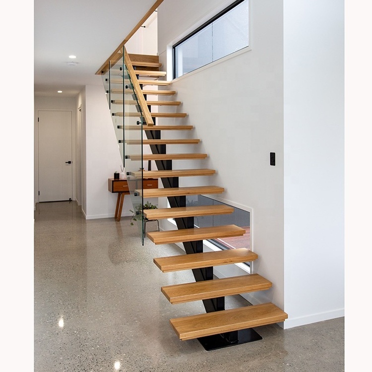 Stainless Steel beam Straight Stairs Mono Stringer Staircase Dismountable Fabricated Steel Escalier