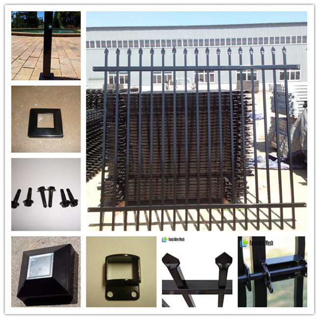 Custom steel fence panel 6 ft outdoor black metal fence panels galvanized zinc 6x8 steel picket fence panels