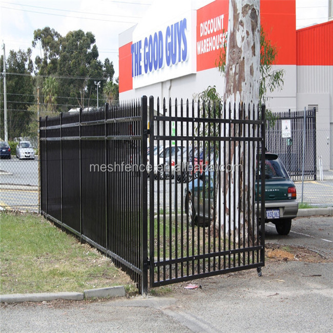 Custom 6 ft metal galvanized fence panel and gates metal picket garden fencing black outdoor steel fence