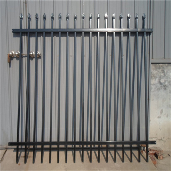 Custom 6 ft metal galvanized fence panel and gates metal picket garden fencing black outdoor steel fence