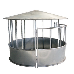 Cattle round bale feeder with cover roof and waterproof horse hay feeder