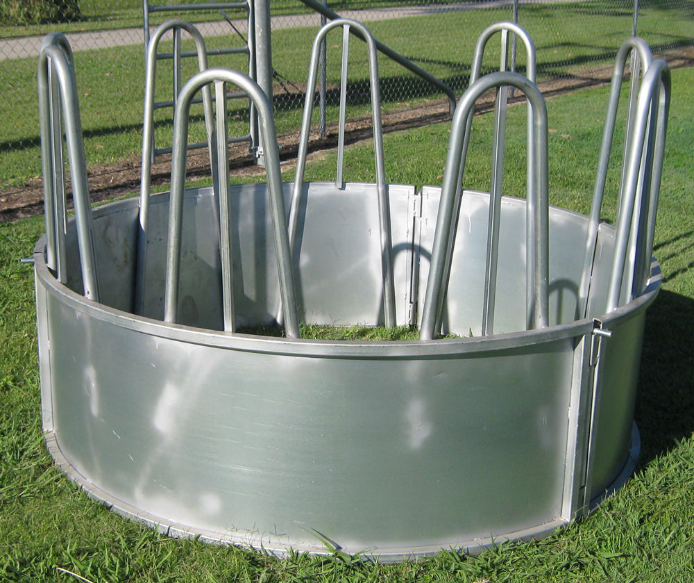 Steel bale loop top Handing Equipment portable cattle horse hay feeder with roof  animal feeders