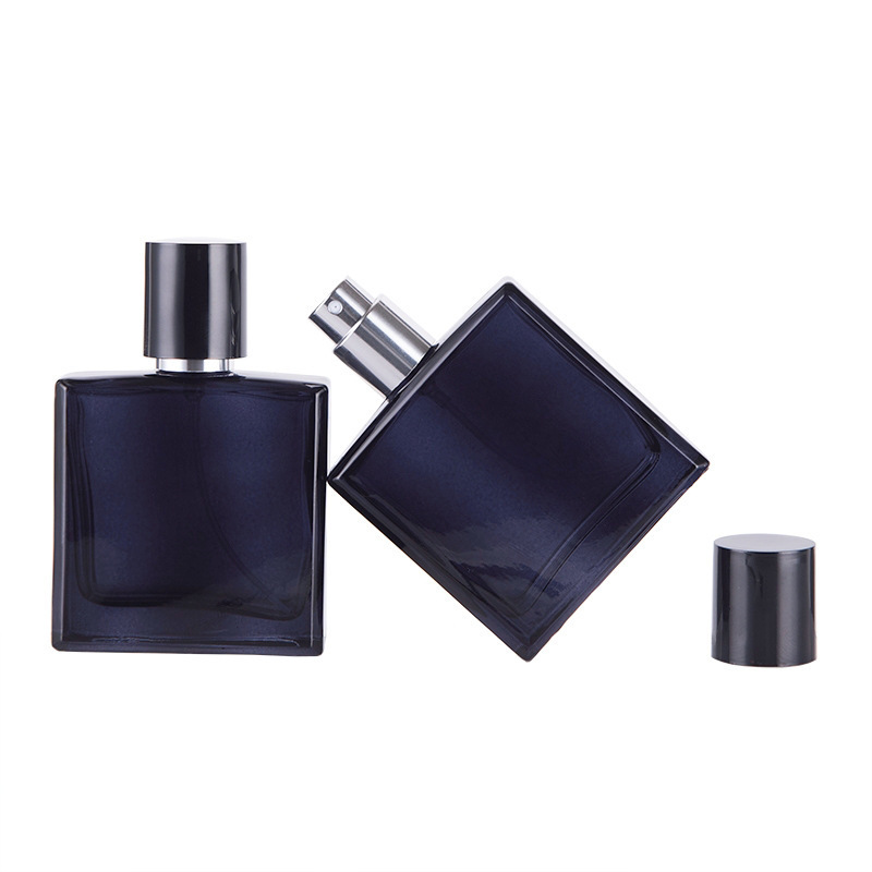 Square cosmetic glass packaging Dark blue perfume bottle packaging 30ml glass bottles for perfume bottle