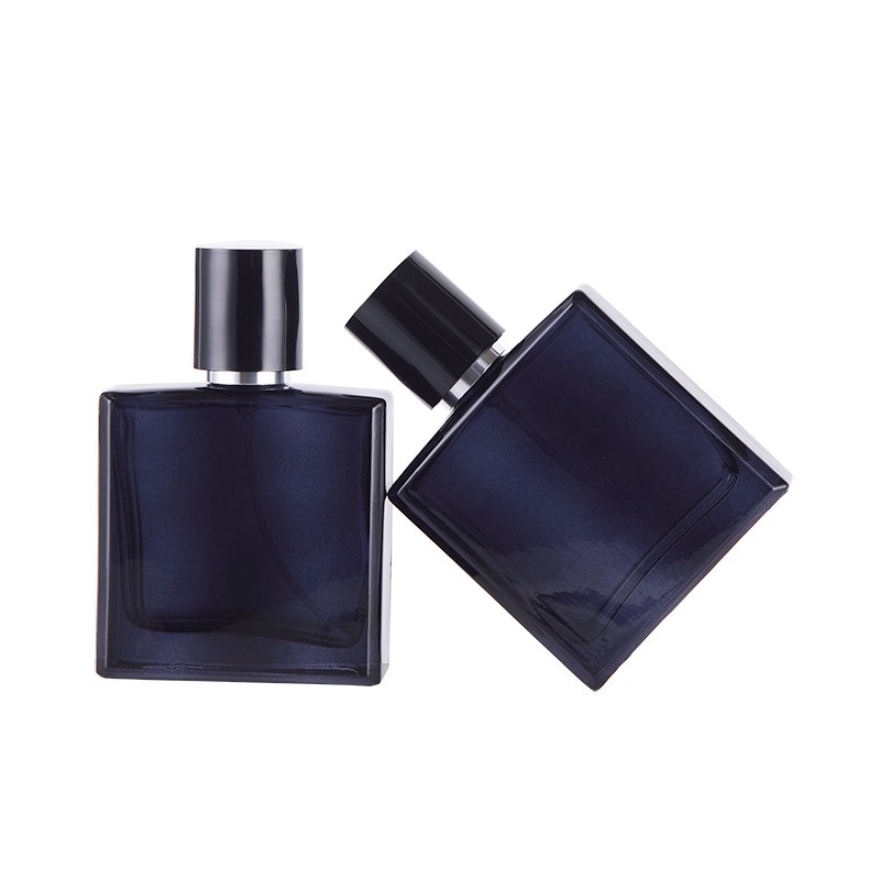 Square cosmetic glass packaging Dark blue perfume bottle packaging 30ml glass bottles for perfume bottle