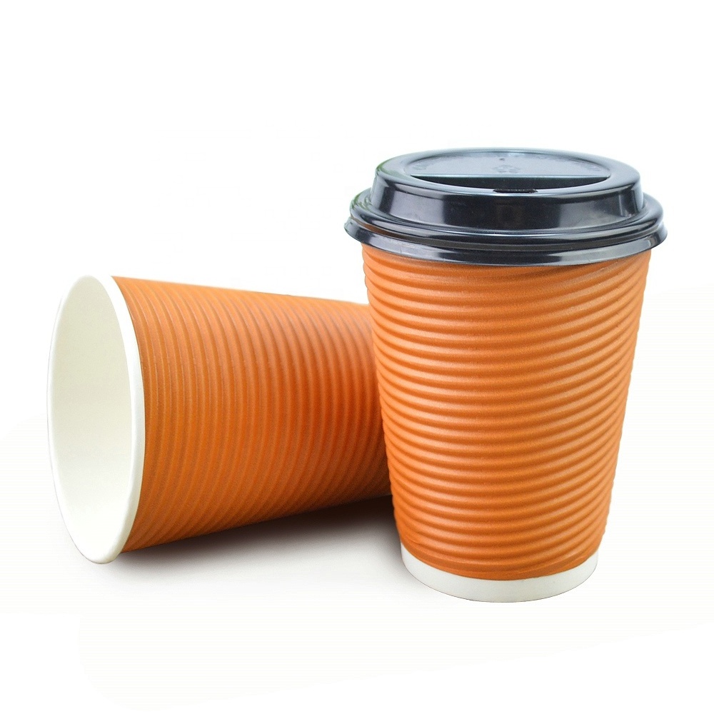 Wholesale Clean Leak-poof High-end Insulated Ripple Wall Wrapped 8 oz 10 oz 12 oz 16 oz  Paper Cup for Beverage