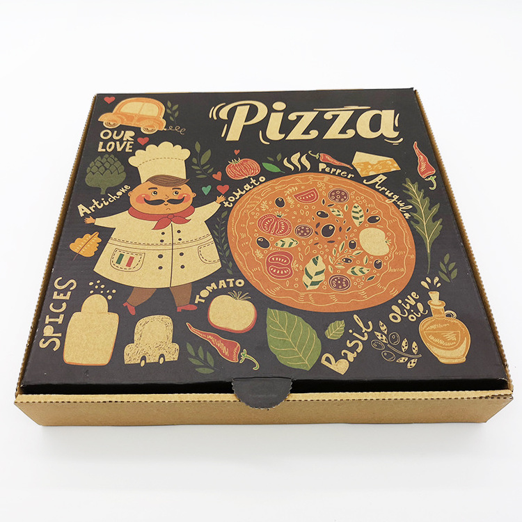 Wholesale custom printed 6 7 9 10 12 13 14 1 corrugated box kraft pizza packaging box