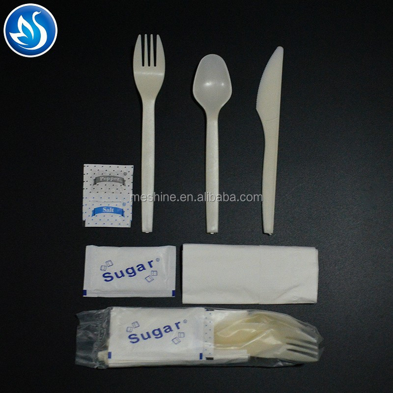 100% BioDisposable custom PLA cutlery sets individually packaging tableware for restaurant party